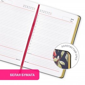 Ежедневник недатированный А5 (138х213 мм), BRAUBERG VISTA, под кожу, гибкий, 136 л., "Pomegranate", 112022