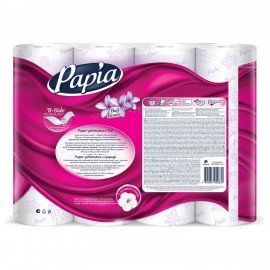Бумага туалетная бытовая, спайка 12 шт., 3-слойная (12х16,8 м), PAPIA, "Балийский цветок", 5080739