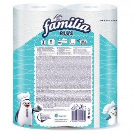 Полотенца бумажные бытовые, спайка 2 шт., 2-слойные (2х12,5 м), FAMILIA, 23x13 см, белые, 5083815