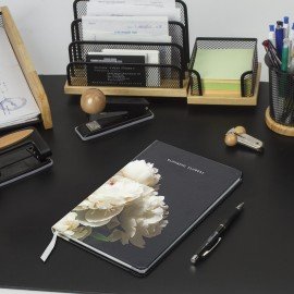 Блокнот А5 (143x210 мм), BRAUBERG VISTA "Bloom", под кожу, твердый, срез фольга, 80 л., 112071