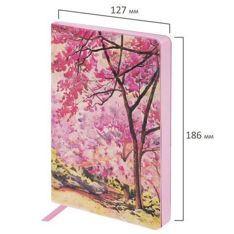 Ежедневник недатированный B6 (127х186 мм), BRAUBERG VISTA, под кожу, гибкий, 136 л., "Spring garden", 112110