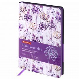 Ежедневник недатированный B6 (127х186 мм), BRAUBERG VISTA, под кожу, гибкий, срез фольга, 136 л., "Spring meadow", 112111