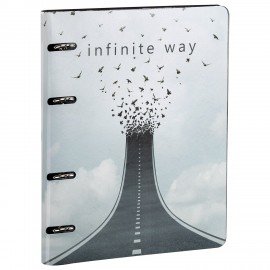 Тетрадь на кольцах А5 (180х220 мм), 80 листов, под кожу, клетка, BRAUBERG VISTA, Infinite way, 112132