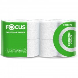 Бумага туалетная, спайка 8 шт., 2-слойная (8х16,2 м) Focus Economic Choice, белая, 5056378