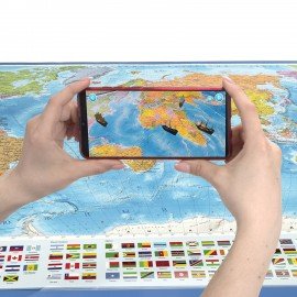 Карта мира политическая 157х107 см, 1:21,5М, с ламинацией, интерактивная, в тубусе, BRAUBERG, 112390