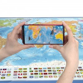 Карта мира политическая 157х107 см, 1:21,5М, с ламинацией, интерактивная, в тубусе, BRAUBERG, 112390