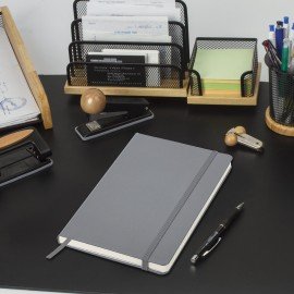 Блокнот А5 (130х210 мм), BRAUBERG ULTRA, балакрон, 80 г/м2, 96 л., клетка, серый, 113036