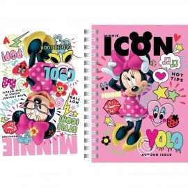 Блокнот МАЛЫЙ ФОРМАТ А6 160х114 мм, 80 л., твердый, гребень, HATBER, Минни Маус, 80ЗКтд6В1гр_22466, 80ЗКтд6В1гр2246