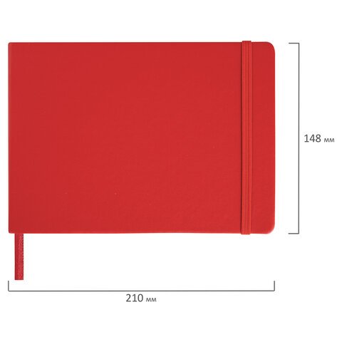 Скетчбук, слоновая кость 140 г/м2 210х148 мм, 80 л., КОЖЗАМ, резинка, BRAUBERG ART CLASSIC, красный, 113197