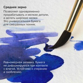 Альбом для акварели, бумага 230 г/м2, 190х270 мм, среднее зерно, 20 листов, гребень, BRAUBERG ART PREMIERE, 113215