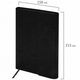 Ежедневник с магнитным клапаном недатированный, под кожу, А5, черный, BRAUBERG "Magnetic X", 113278