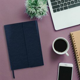 Ежедневник с магнитным клапаном недатированный, под кожу, А5, темно-синий, BRAUBERG "Magnetic X", 113279