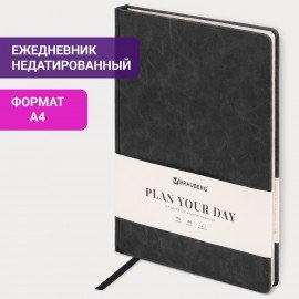 Ежедневник недатированный БОЛЬШОЙ ФОРМАТ 210х297 мм А4, BRAUBERG "Status", 160л, черный, 113360