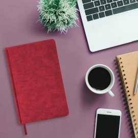 Ежедневник недатированный А5 138х213 мм BRAUBERG "Status", под кожу, 160 л., красный, 113364