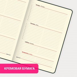 Еженедельник недатированный А5 145х215 мм BRAUBERG "Status", под кожу, 64 л., черный, 113370