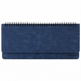 Планинг настольный недатированный (305x140 мм) BRAUBERG "Status", под кожу, 60 л., темно-синий, 113373