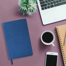 Ежедневник недатированный А5 138х213 мм BRAUBERG "Metallic", под кожу, 136 л., гибкий, синий, 113376