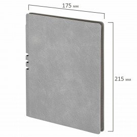 Тетрадь А5 (175х215 мм), BRAUBERG "NEBRASKA", 96 л., под кожу, клетка, серый, 113415