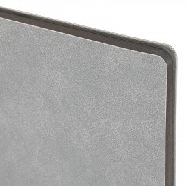 Тетрадь А5 (175х215 мм), BRAUBERG "NEBRASKA", 96 л., под кожу, клетка, серый, 113415