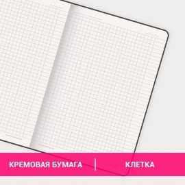 Блокнот А5 (162х218 мм), BRAUBERG "NOTE", под кожу софт-тач, с резинкой, 80 л., клетка, светло-серый, 113441