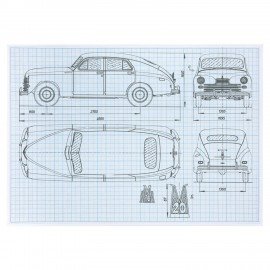 Бумага масштабно-координатная (миллиметровая), планшет, А4, голубая, 20 листов, ПЛОТНАЯ 80 г/м2, STAFF, 113490