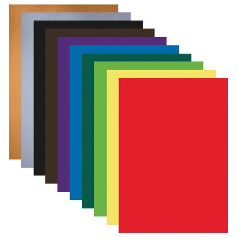 Картон цветной А4 немелованный ВОЛШЕБНЫЙ, 20 листов, 10 цветов, в папке, BRAUBERG, 200х290 мм, 113547
