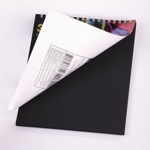 Скетчбук, черная бумага 120 г/м2, 170х195 мм, 30 л., гребень, цветная фольга, твин лак, "Тигр", 97699