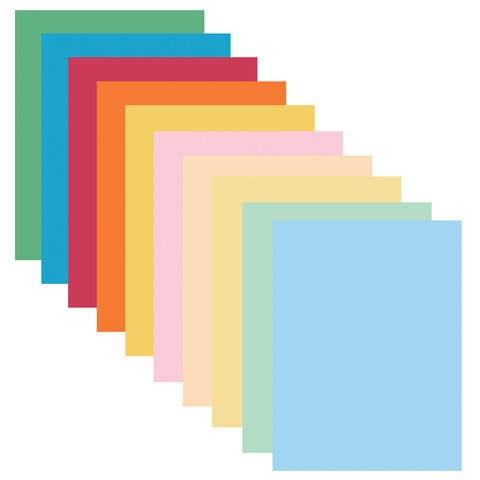 Бумага цветная 10 цветов BRAUBERG "MULTICOLOR", А4, 80 г/м2, 200 л. (10 цветов x 20 листов), 114209