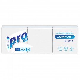 Салфетки бумажные 500 шт., 23х23 см, PROtissue COMFORT, "Big Pack", белые, КОМПЛЕКТ 10 пачек, С211