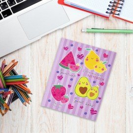 Блокнот МАЛЫЙ ФОРМАТ (110х147 мм), А6, 80 л., твёрдый, клетка, BRAUBERG KIDS, "Фруктики", 114444