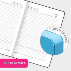 Ежедневник недатированный А5 138х213 мм, BRAUBERG "Grade", под кожу, 136 л., розовый-небесный, 114461