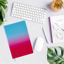 Ежедневник недатированный А5 138х213 мм, BRAUBERG "Grade", под кожу, 136 л., розовый-небесный, 114461