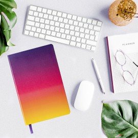 Ежедневник недатированный А5 138х213 мм, BRAUBERG "Grade", под кожу, 136 л., фиолетовый-жёлтый, 114462