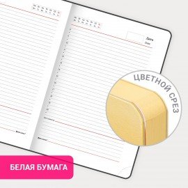 Ежедневник недатированный А5 138х213 мм, BRAUBERG "Grade", под кожу, 136 л., малиновый-жёлтый, 114463