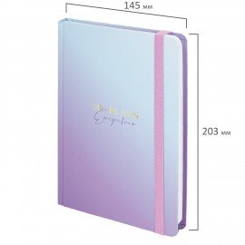 Ежедневник недатированный с резинкой А5 (145х203 мм), BRAUBERG, твердый, 128 л., "Градиент", 114557