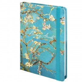 Ежедневник недатированный с резинкой А5 (145х203 мм), BRAUBERG, твердый, фольга, 128 л., "Almond", 114568