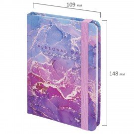 Ежедневник недатированный с резинкой, МАЛЫЙ ФОРМАТ А6 (109х148 мм), BRAUBERG, 128 л., "Мрамор", 114569