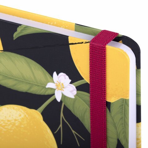 Скетчбук, белая бумага 160 г/м2, 145х203 мм, 64 л., резинка, твердый, BRAUBERG ART CLASSIC "Лимоны", 114591