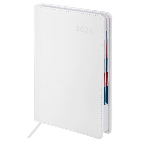 Ежедневник датированный 2024 А5 148х218 мм GALANT "White", под кожу, белый, 114766