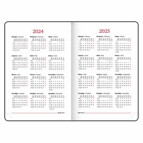 Ежедневник датированный 2024 А5 138x213 мм BRAUBERG "Select", балакрон, черный, 114877