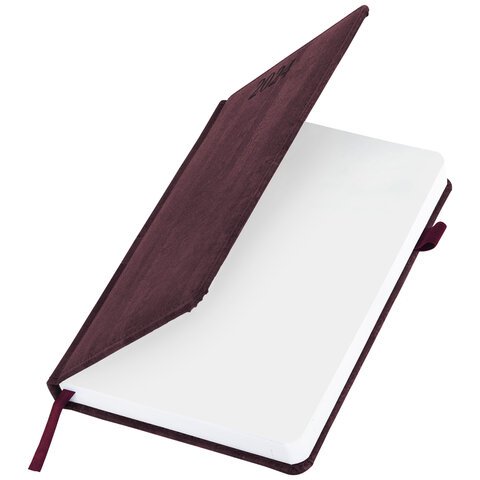 Ежедневник датированный 2024 А5 138x213 мм BRAUBERG "Wood", под кожу, держатель для ручки, бордовый, 114900