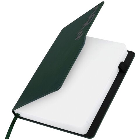 Ежедневник датированный 2024 А5 150x213 мм BRAUBERG "Up", под кожу софт-тач, держатель для ручки, зеленый, 114910
