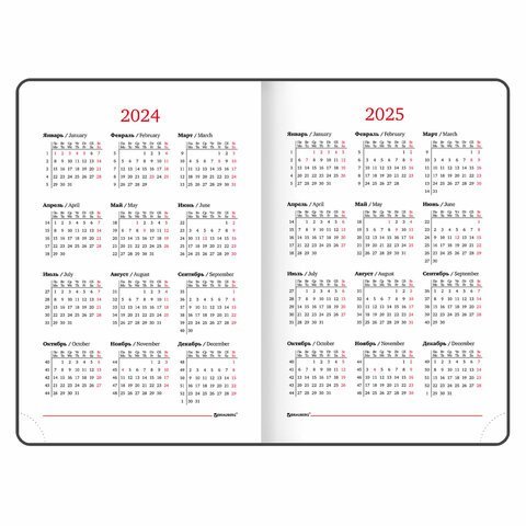 Ежедневник датированный 2024 А5 138х213 мм BRAUBERG "Plain", под кожу, с резинкой, тёмно-зеленый, 114999