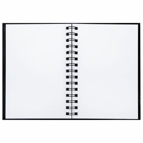 Скетчбук, белая бумага 160 г/м2, 145х205 мм, 60 л., гребень, твёрдая обложка ЧЕРНАЯ, BRAUBERG ART, 115072