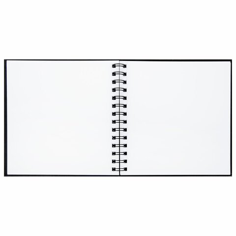 Скетчбук, белая бумага 160 г/м2, 190х190 мм, 60 л., гребень, твёрдая обложка ЧЕРНАЯ, BRAUBERG ART, 115074
