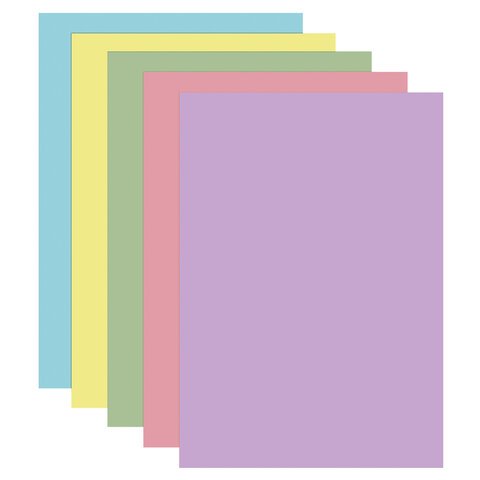 Бумага цветная DOUBLE A, А4, 80 г/м2, 100 л. (5 цветов x 20 листов), микс пастель