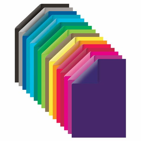 Картон цветной А4 2-сторонний МЕЛОВАННЫЙ EXTRA 48 листов 16 цветов, BRAUBERG, 200х290 мм, 115164
