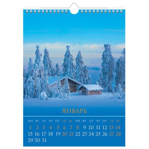 Календарь на гребне с ригелем на 2024 г., 22х30 см, МИНИ, "Двенадцать месяцев", HATBER, 12Кнп4гр_29718