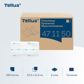 Полотенца бумажные 190 шт. TORK (H2) Advanced, КОМПЛЕКТ 21 пачка, 2-слойные, белые, 22,5х21,3 см, Z-сложение, 471150