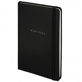 Блокнот с резинкой в клетку 96 л., А5 145х203 мм, твердая обложка, BRAUBERG, "Minimal", чёрный, 115532